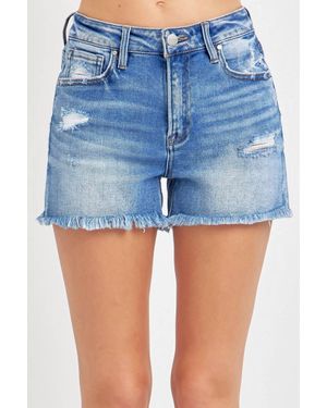 Risen Arty High Rise Denim Shorts - Blue