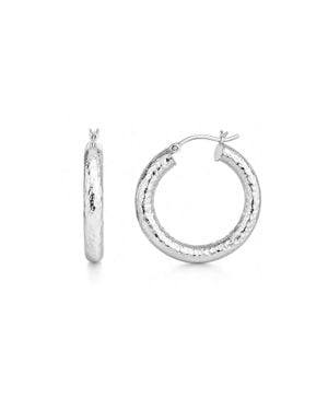 Gold & Honey Hammered Hoop Earrings - Metallic