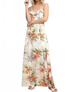 Umgee Tropical Back Cut Out Maxi Dress - Metallic