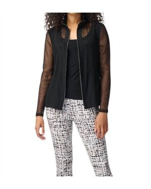 Joseph Ribkoff Casual Collarless Zipper Jacket - Black