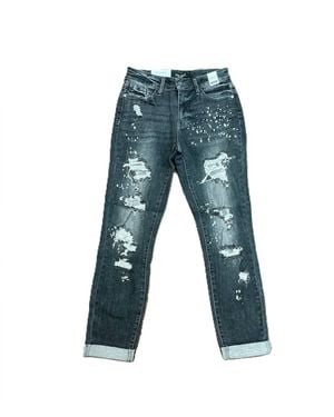 Judy Blue Bridgeport Bleach Splatter Boyfriend Jeans - Blue