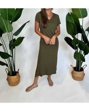 Bella Dahl Knitted V-Neck Maxi Dress - Green