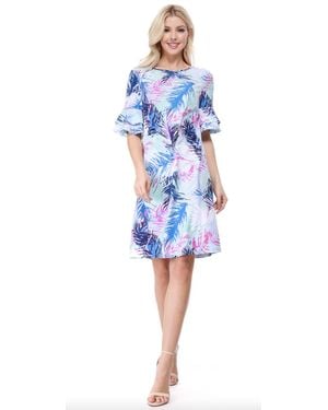 Aryeh Cielo Ruffle Sleeve Dress - Blue
