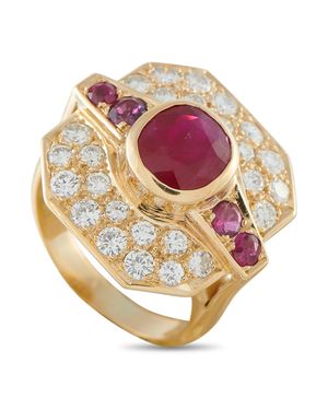 LB Exclusive 18K 1.50Ct Ruby Art Deco Ring Mf34-031726 - Pink