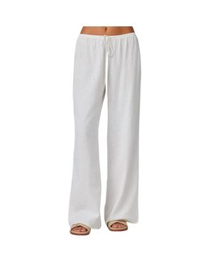 Bella Dahl Embroidery Wide Leg Pant - Gray