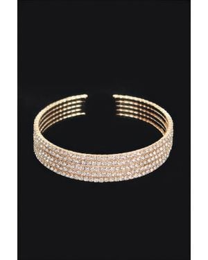 Fashnzfab Wrap Rhinestone Bangle - Black