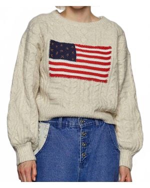 Pol Usa Flag Crewneck Sweater - Gray