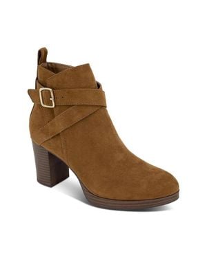 Style & Co. Style & Co Zaharaa Boots Cognac Faux Suede Almond Toe Bootie Lion103 - Brown