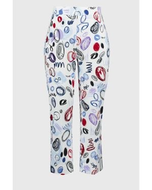 Joseph Ribkoff Millennium Abstract Print Crop Pants - Blue
