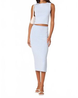 Astr Gingham Skirt - Blue