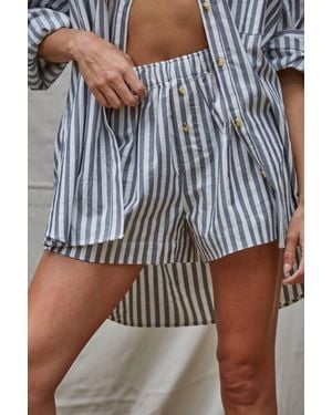 By Together Striped Wide Leg Shorts - Blue