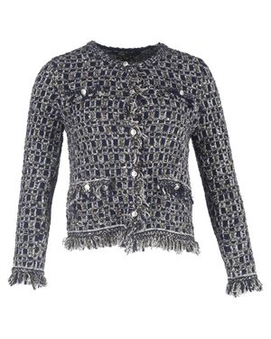 Maje Mimir Lurex Knit Tweed Cardigan - Gray