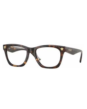 Versace Eyeglasses Square Full Rim, Havana Frame And Clear Demo Lenses Lens Ve3363U108 - Brown
