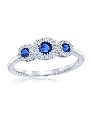 Simona Sterling, Lab-Grown Sapphire And Natural Diamond Ring - Blue