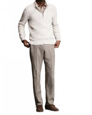 Billy Reid Basketweave Half Zip Sweater - White