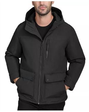Cole Haan Down Puffer Insulated Hooded Full Zip Jacket - Black