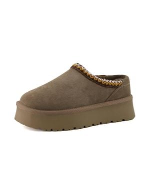 Cushionaire Kabuki Platform Mule Slippers - Brown