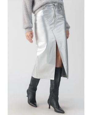 Sanctuary Leather Like Leather Midi Skirt - Gray