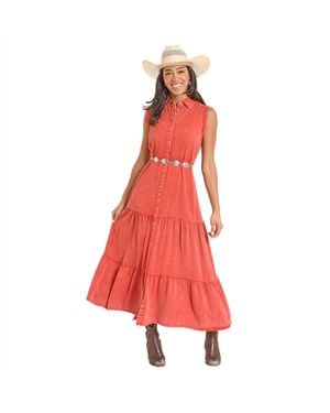 Panhandle Distressed Sleeveless Dress - Red