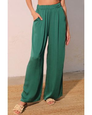 TRUEDAMES Washed Poly Silk Pocket Pants - Green