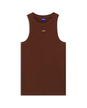 HUGO Stretch-Cotton Tank Top With Logo Label - Brown