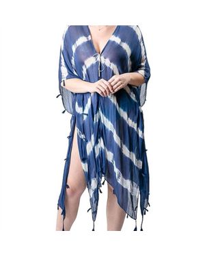 Top It Off Boho Tie Dye Tassel Cover Up - Blue