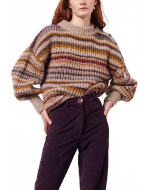 Sessun Nuza Stripe Sweater - Purple
