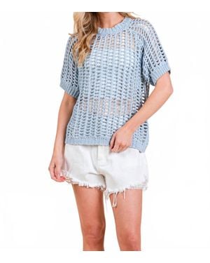 Geegee Alena Mesh Knit Top - Blue