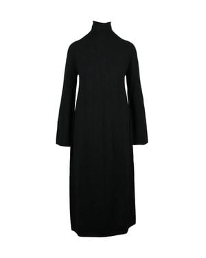 MM by Max Mara Fluid Maxi Dress With High Neckline And Ribbed Detailing - Black