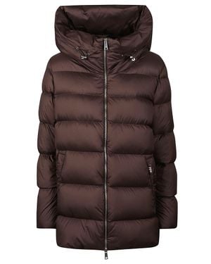 Add High-Collar Down Polyester Jacket - Brown