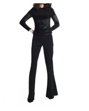 EMILY SHALANT Faux Pocket Crepe Flare Leg Pant - Black