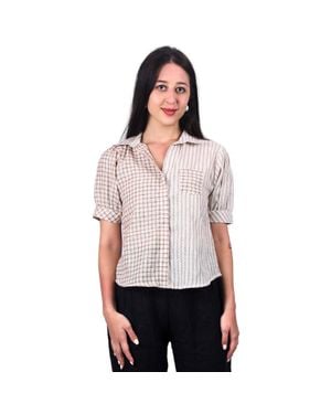 TRUEDAMES Jute Shirt Eco Friendly Breathable Casual Fashion - Brown
