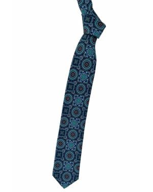 Robert Talbott Medallion Best Of Class Woven Silk And Linen Tie - Blue