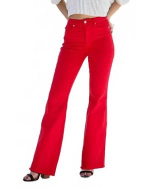 Judy Blue High Waiste Tummy Control Garment Dyed Flare - Red