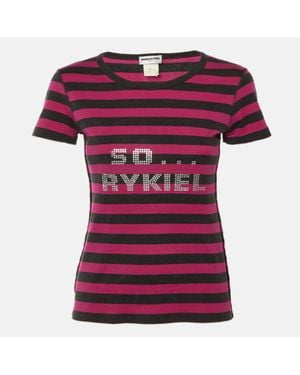 Sonia Rykiel Striped Cotton So Rykiel Embellished T-Shirt - Pink