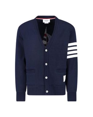 Thom Browne 4-Bar Cotton Cardigan - Blue