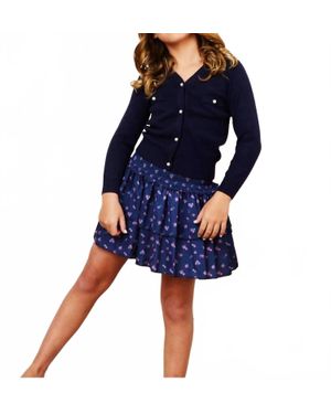 Theme Mickey Cardigan Sweater With Pearl Buttons - Blue