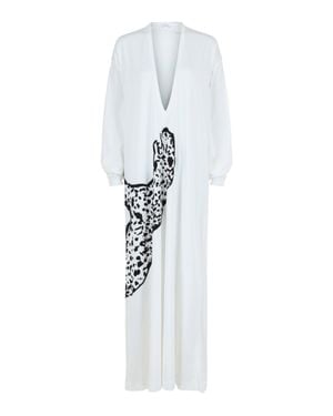 Ferragamo V-Neck Oversized Maxi Dress - White
