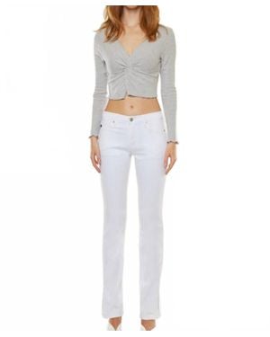 Kancan Mid Rise Bootcut Jeans With Side Slit - White
