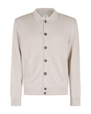 Eleventy Neutral Front-Button Cotton-Blend Cardigan - White