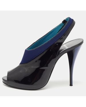 Pierre Hardy Piere Hardy/ Fabric And Patent Leather Slingback Pumps - Blue