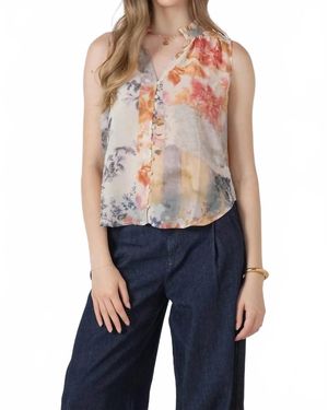 Dex Flowy Button Front Blouse - Blue