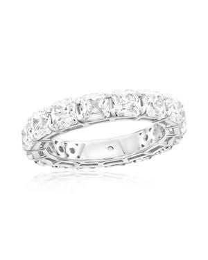 Suzy Levian Sterling Cubic Zirconia Cushion Cut Eternity Band - Metallic
