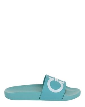 Ferragamo Groovy Dual Gancini Slides - Green