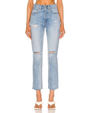 GRLFRND Karolina High Rise Straight Crop Jeans - Blue