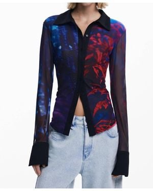 Desigual Dietrich Buttoned Tulle Shirt - Blue