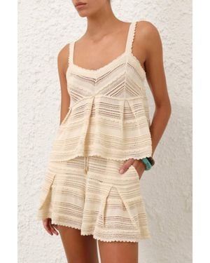 Zimmermann Lucky Lace Knit Tank Top - Natural