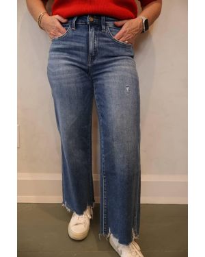 Flying Monkey High Rise Crop Wide Leg Jeans - Blue