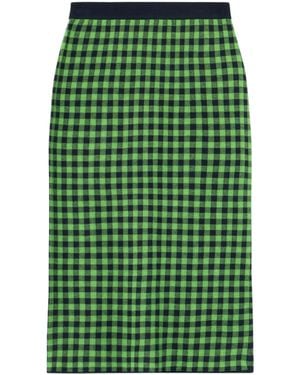 Guest In Residence Gingham Long Skirt With Solid Waistband - Green
