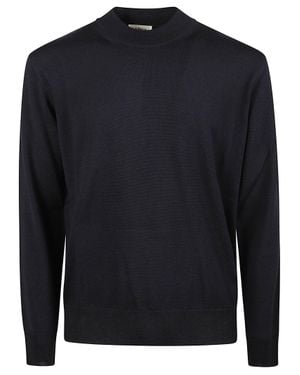 Altea Minimalist Virgin Wool Turtleneck Sweater - Blue